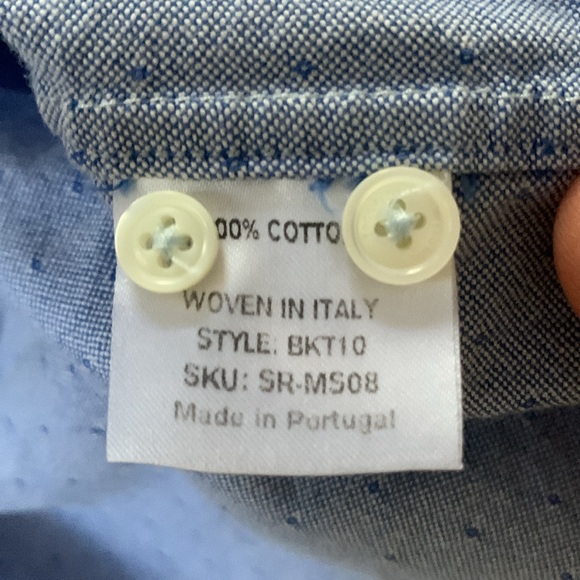 Brooklyn Tailors Blue and White Button-Down Shirt, Slim Medium - Picture 4 of 10